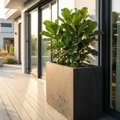 Donica betonowa CALDEA (czarna) 80x40x60 do ogrodu