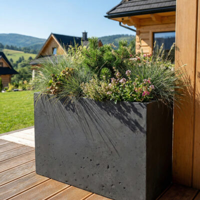 Donica betonowa CALDEA (czarna) 80x40x60 do ogrodu