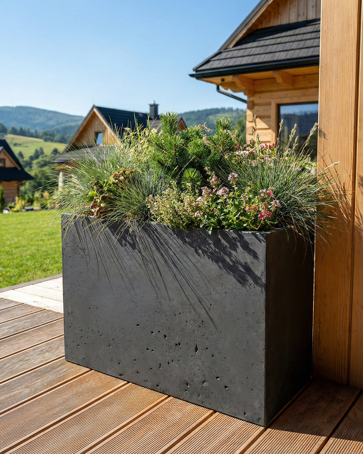 Donica betonowa CALDEA (czarna) 80x40x60 do ogrodu