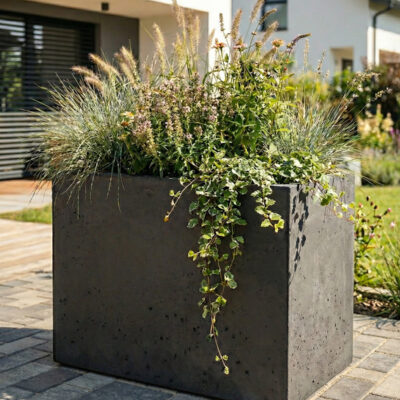 Donica betonowa CALDEA (czarna) 80x40x60 do ogrodu