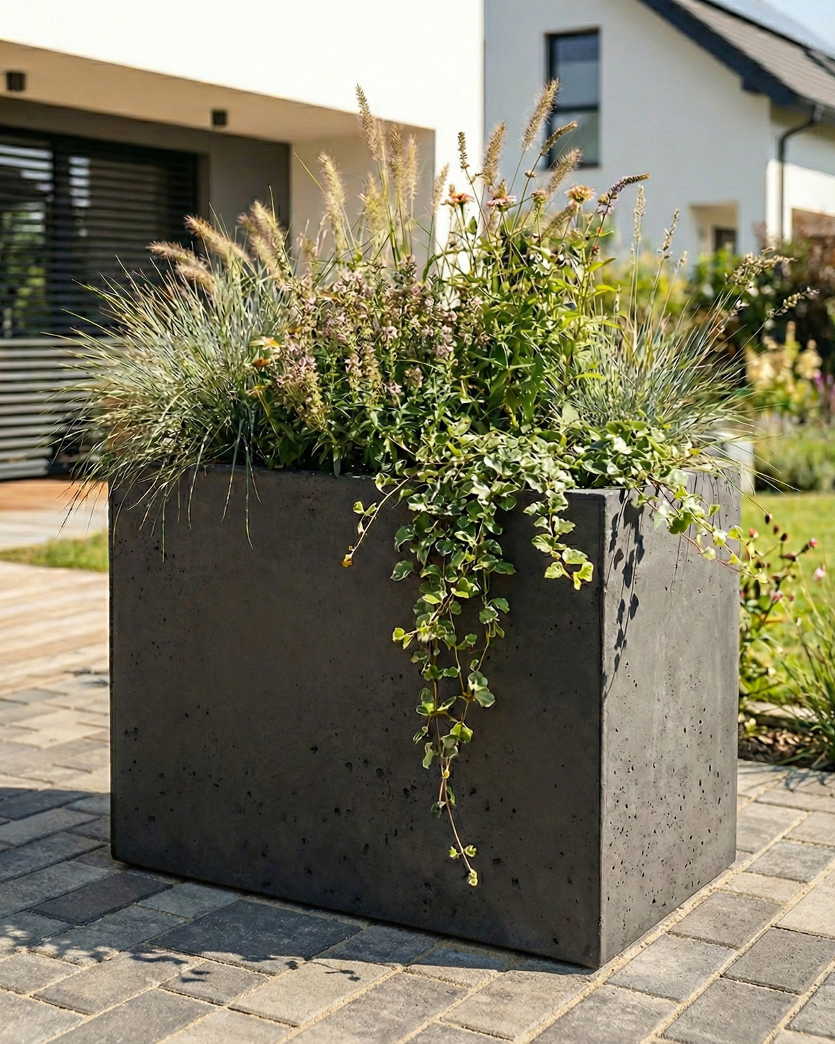 Donica betonowa CALDEA (czarna) 80x40x60 do ogrodu