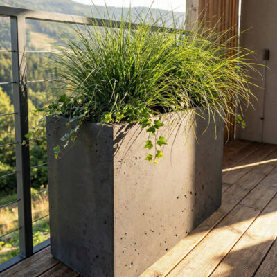 Donica betonowa CALDEA (czarna) 80x40x60 do ogrodu