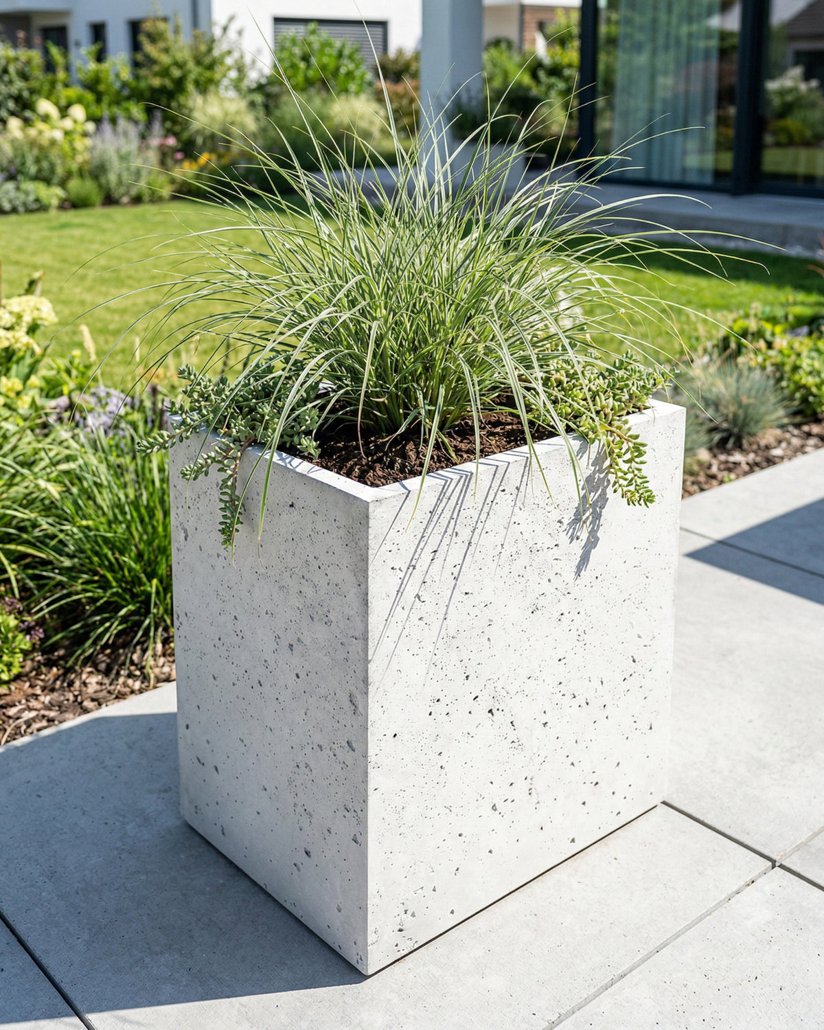 Donica betonowa CALDEA (biała) 60x40x60 prostokątna