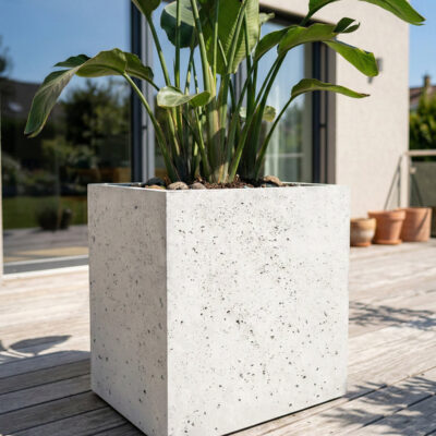Donica betonowa CALDEA (biała) 60x40x60 prostokątna