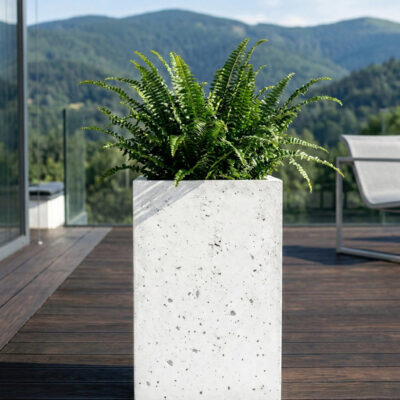 Donica betonowa CALDEA (biała) 40x40x60 ogrodowa