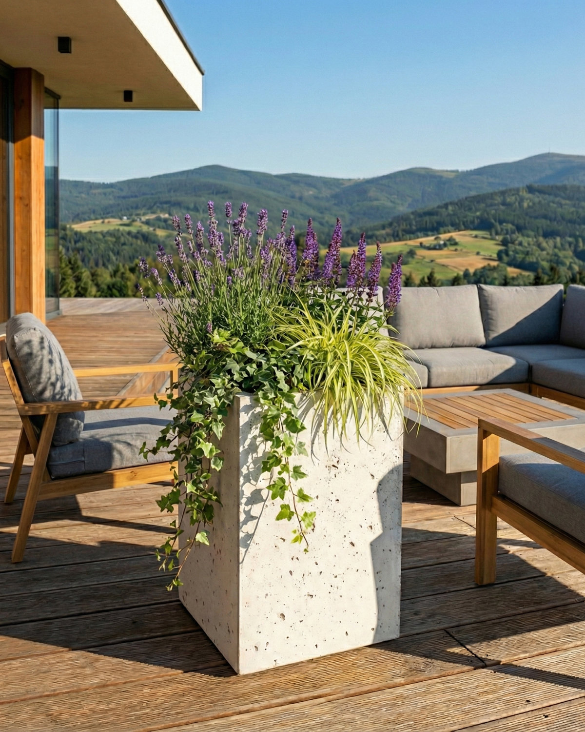 Donica betonowa CALDEA (biała) 40x40x60 ogrodowa