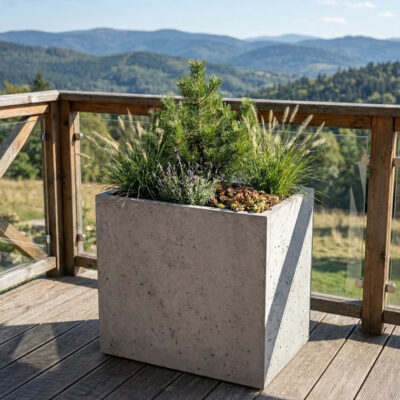 Donica betonowa CALDEA (szara) 60x40x60 ogrodowa