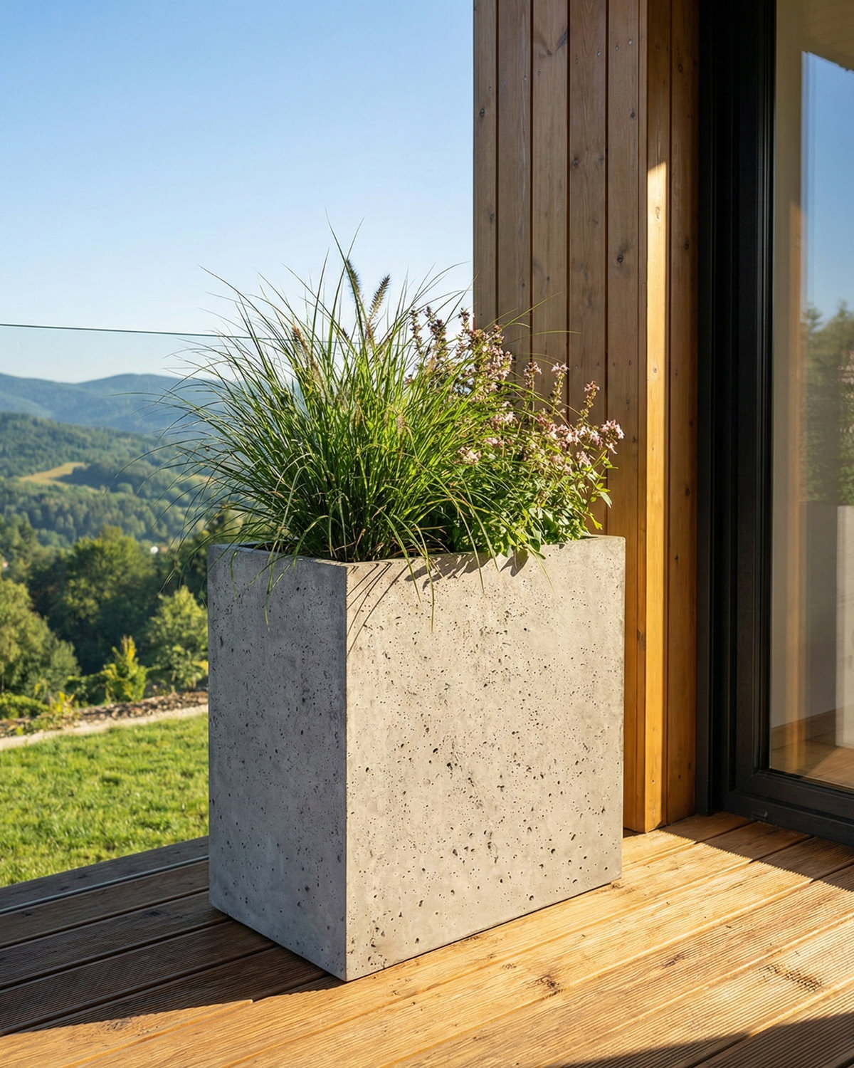 Donica betonowa CALDEA (szara) 60x40x60 ogrodowa