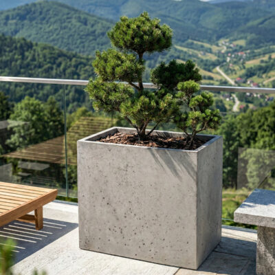 Donica betonowa CALDEA (szara) 60x40x60 ogrodowa