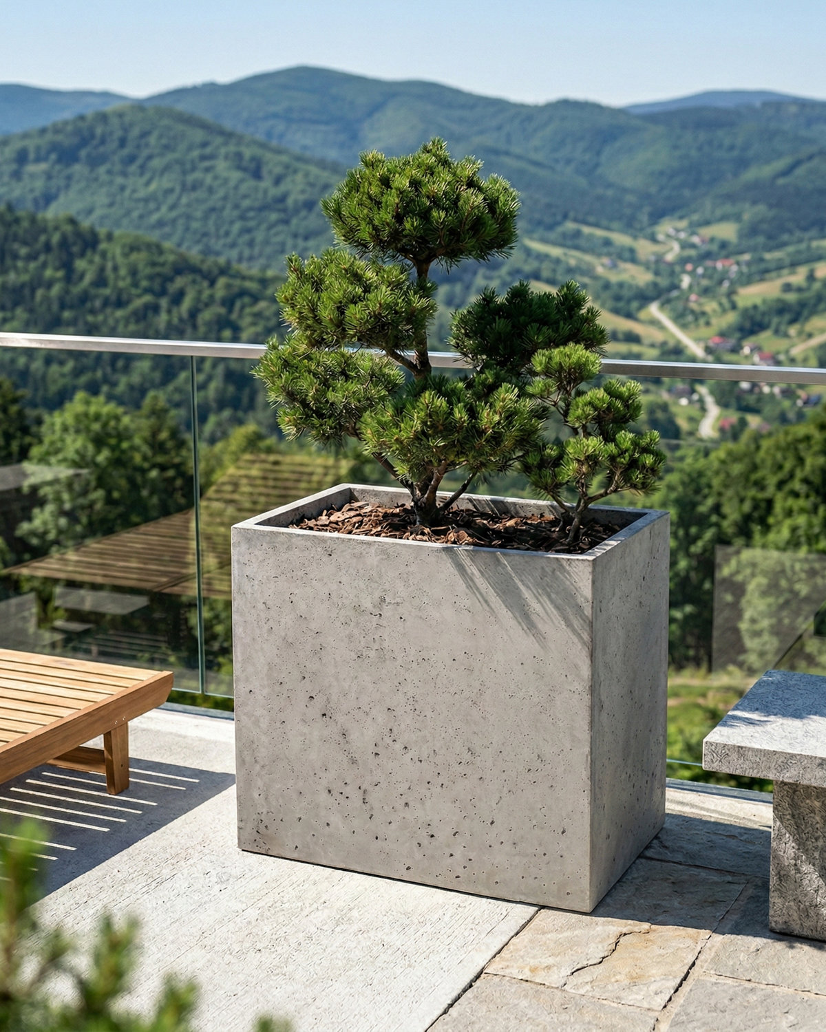 Donica betonowa CALDEA (szara) 60x40x60 ogrodowa