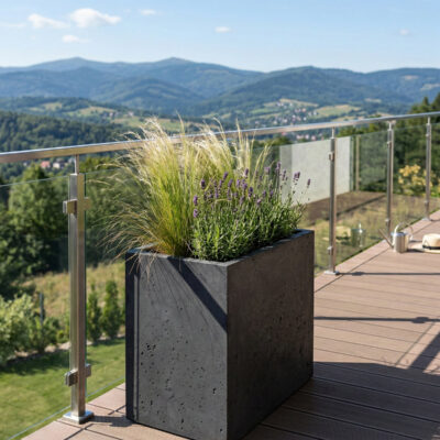 Donica betonowa CALDEA (czarna) 60x40x60 duża