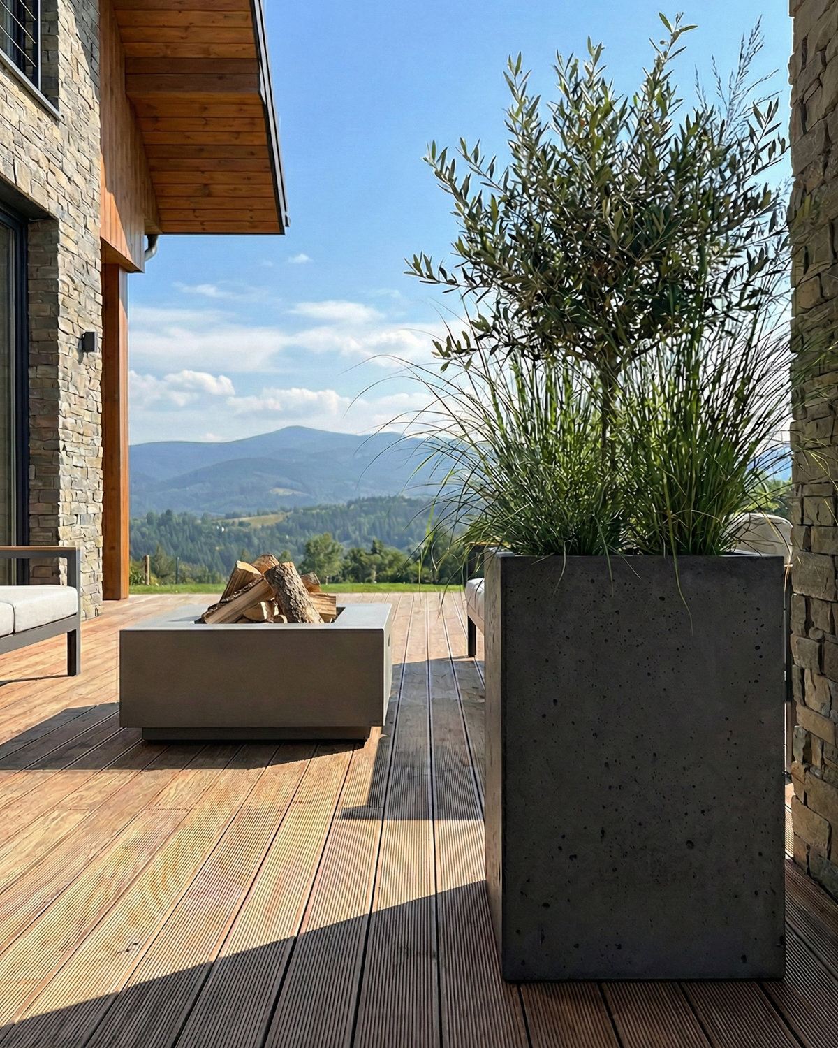 Donica betonowa CALDEA (czarna) 40x40x60 do ogrodu