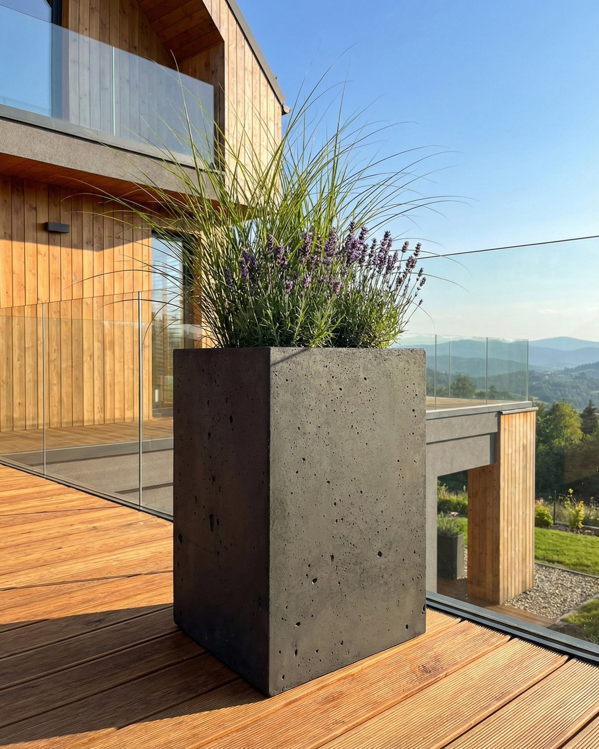 Donica betonowa CALDEA (czarna) 40x40x60 do ogrodu