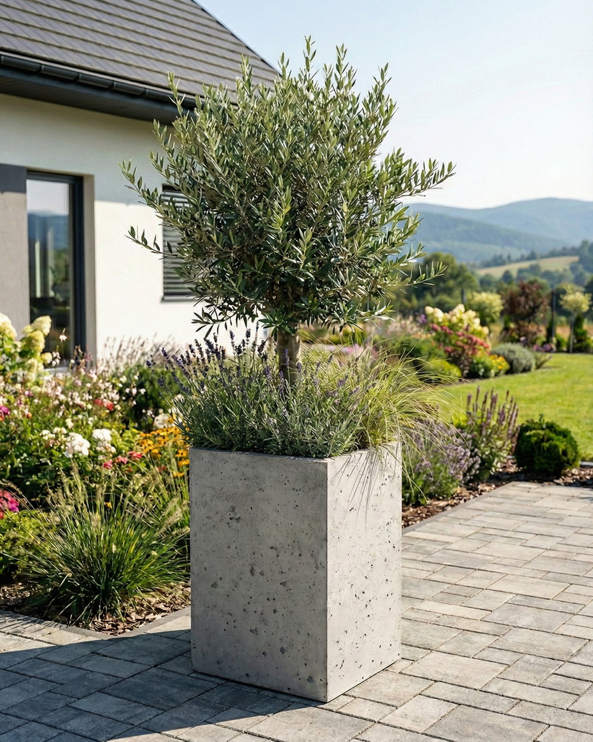 Donica betonowa CALDEA (szara) 40x40x60 tarasowa