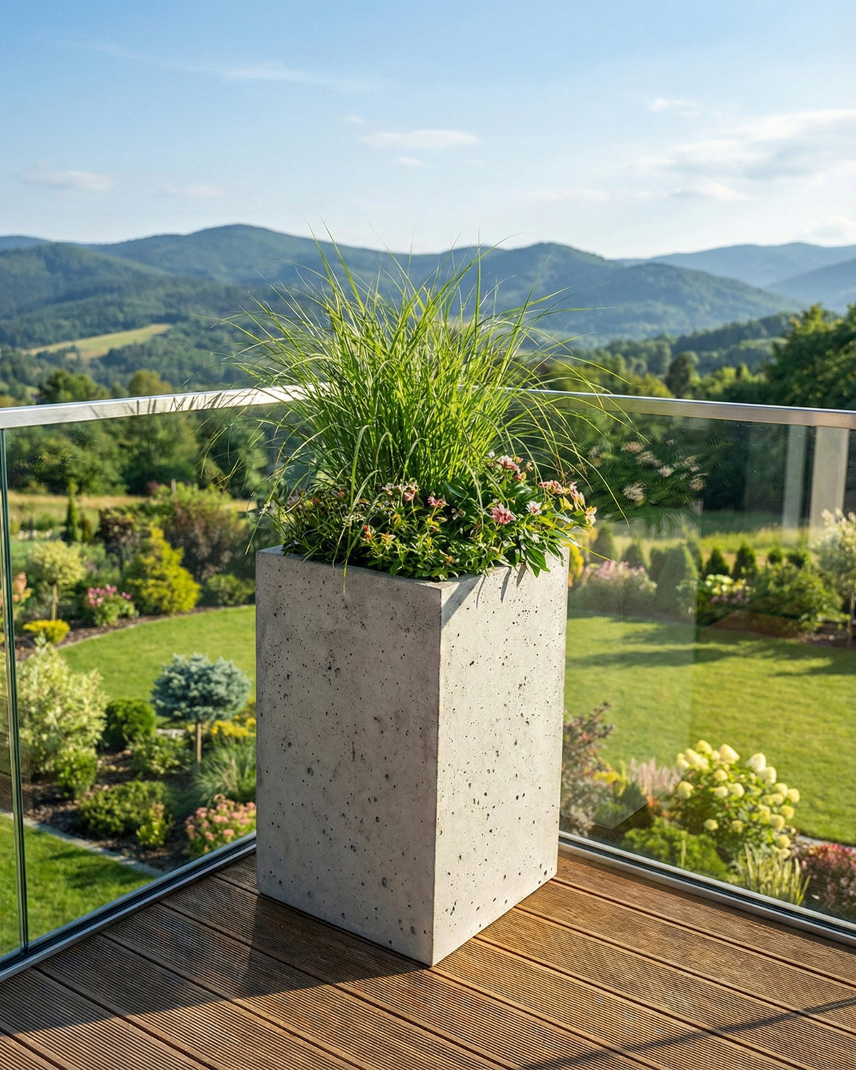 Donica betonowa CALDEA (szara) 40x40x60 tarasowa